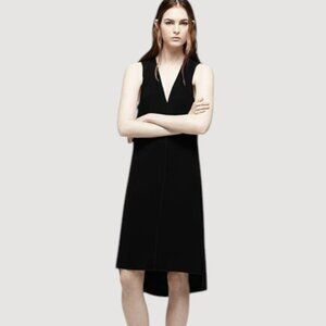 rag & bone Women V-Neck Dress 2 Black Sleeveless Midi Minimalist Chic